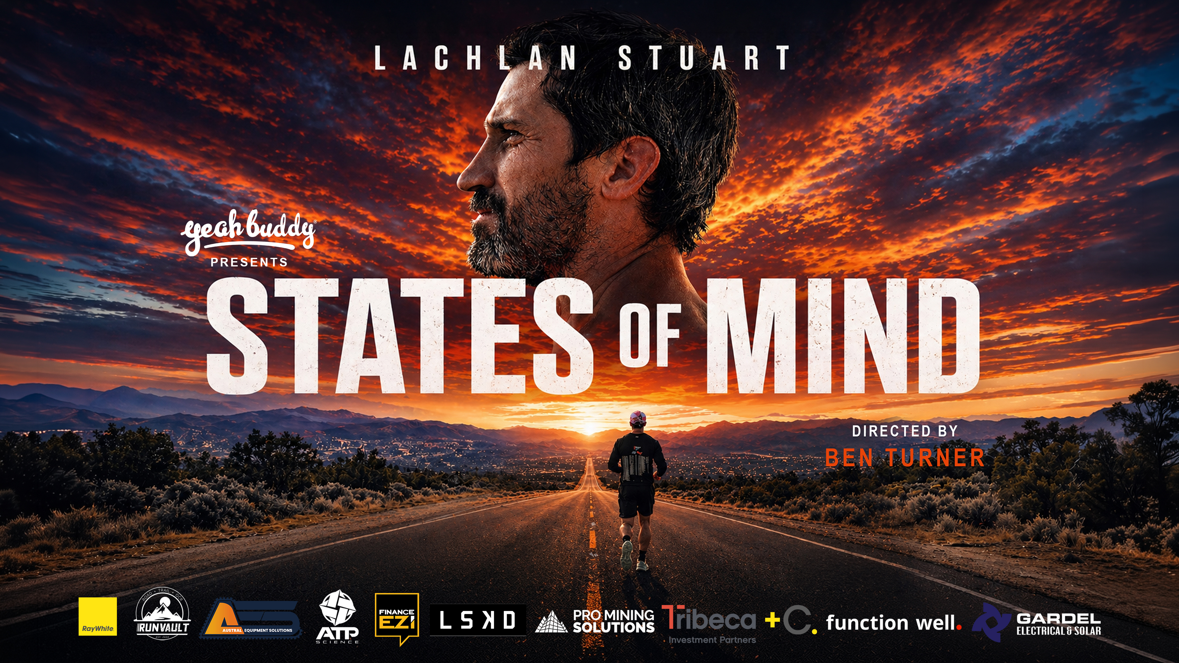 Lachlan Stuart running during the 58 marathons in 58 days challenge