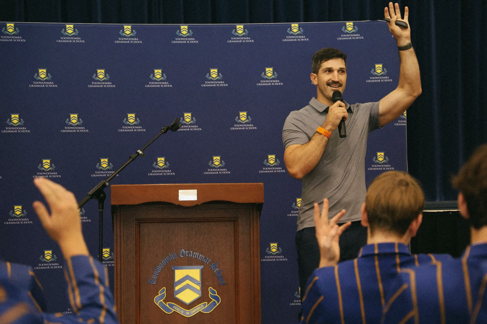 Lachlan Stuart speaking at Toowoomba Grammar School