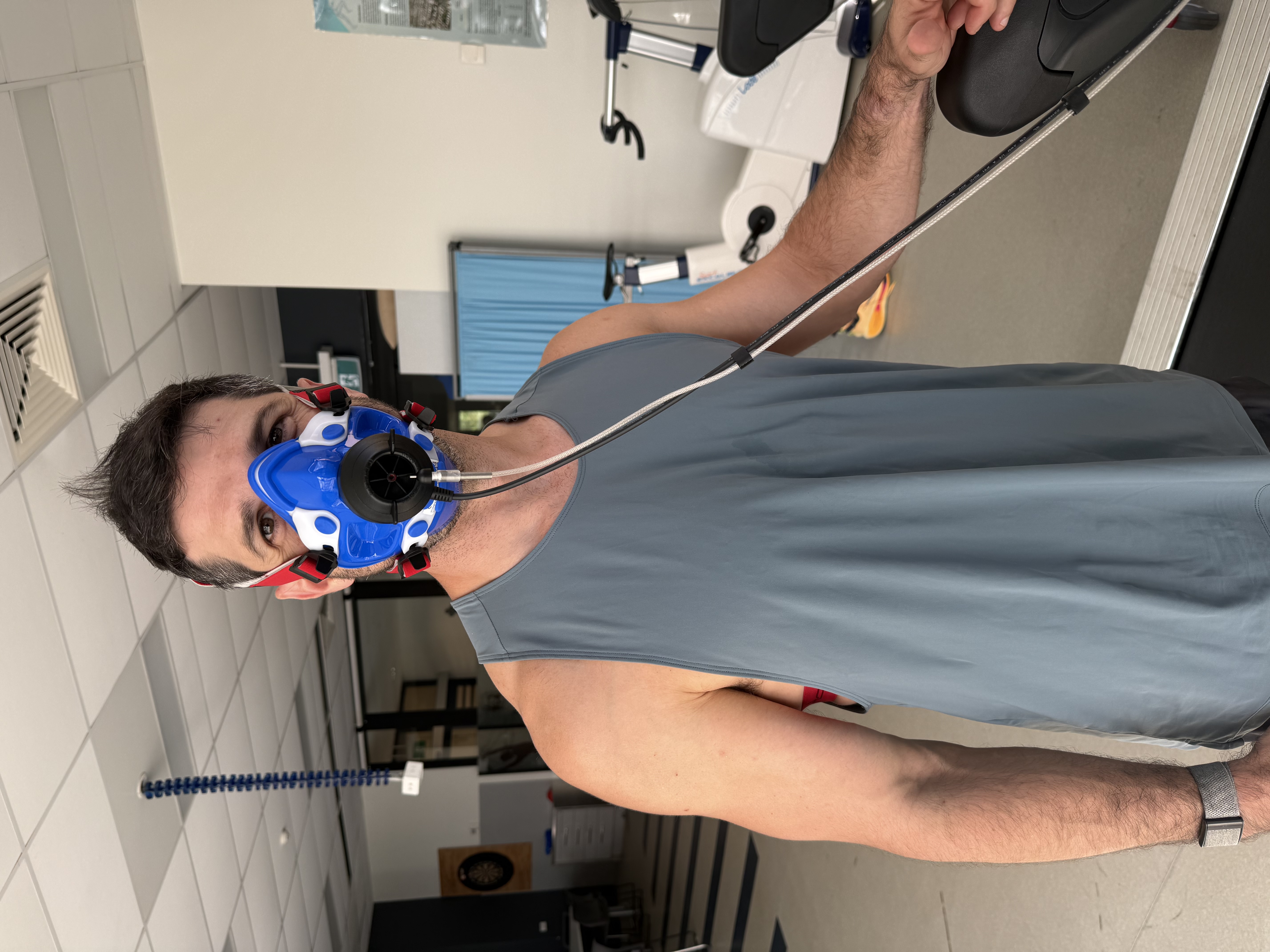 Lachlan Stuart in a VO2 max test at ACU Brisbane: the number is a data point, not the story