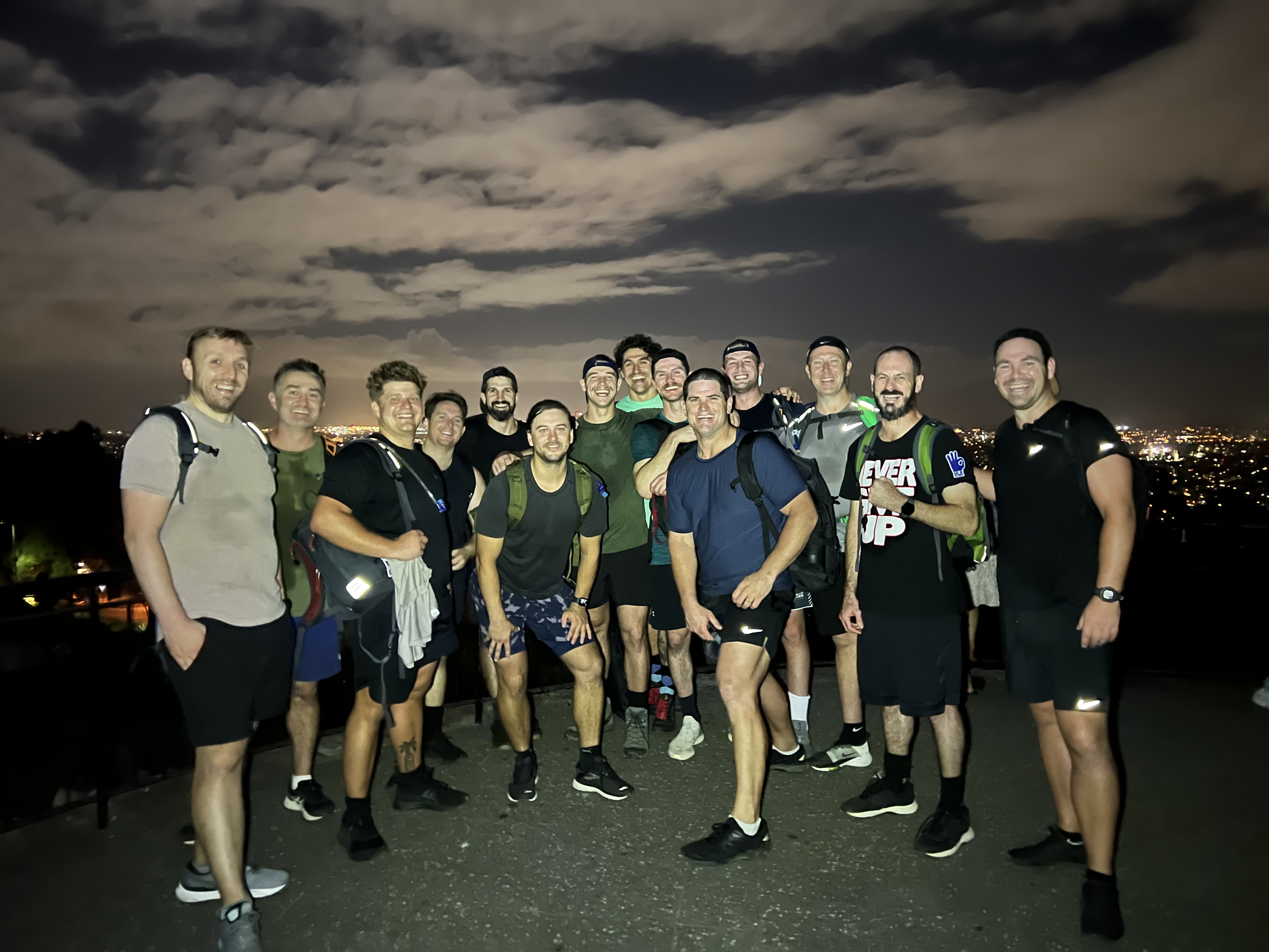 12-hour walk crew on top of Mount Coot-tha