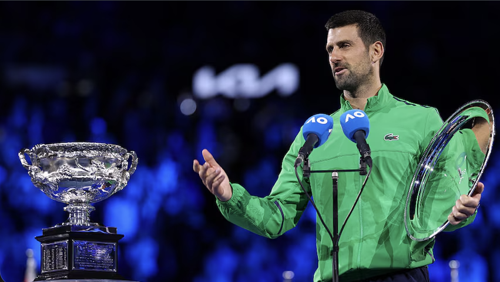 Novak Djokovic competing at the 2026 Australian Open at age 38