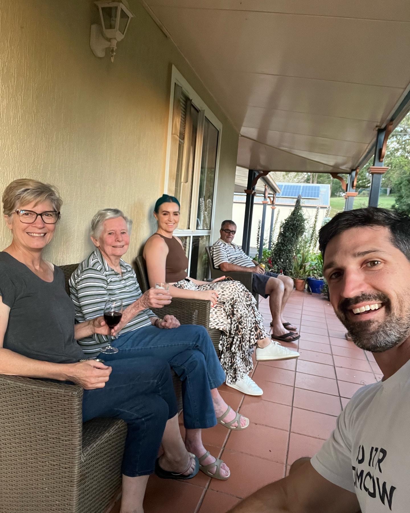 Lachlan Stuart with his family in Toowoomba discussing work-life balance
