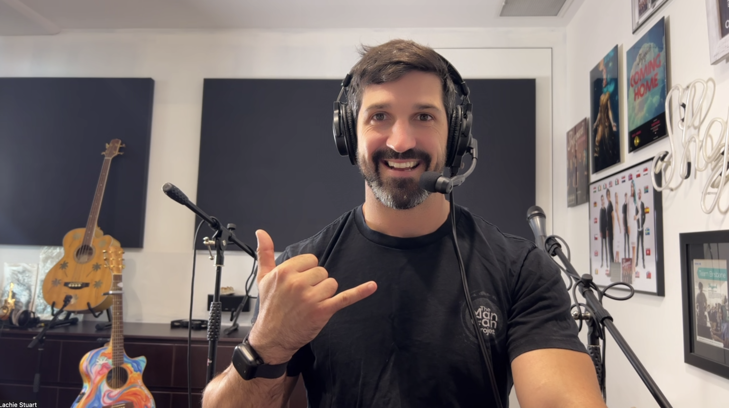 Lachlan Stuart podcasting with Jackson Rowden discussing addiction recovery and purpose
